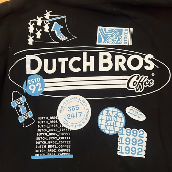 Dutch Bros Coffee Always Stoked 1992 Black Unisex Sweatshirt Hoodie Large - Picture 7 of 11